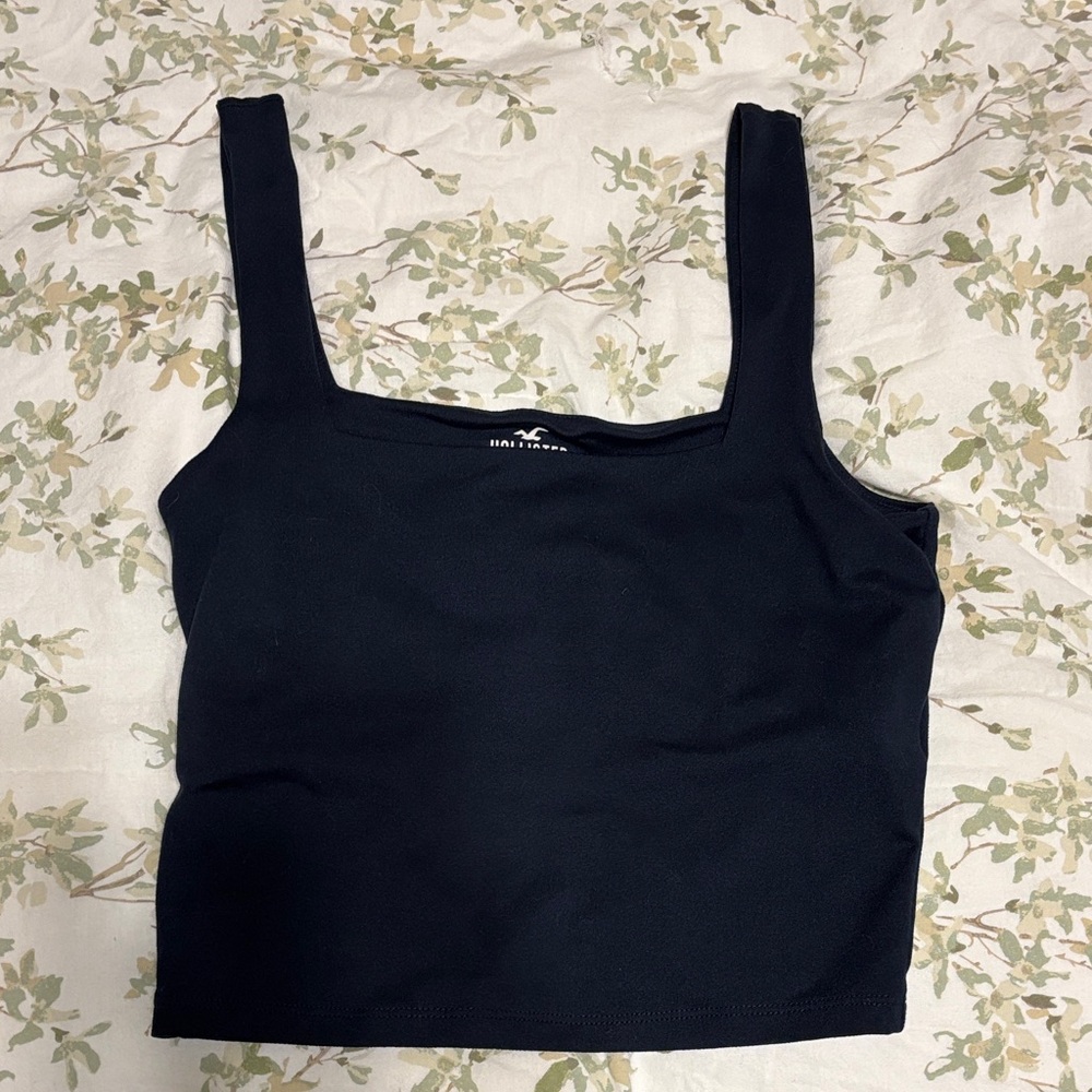 Hollister Navy Square Neck Crop Tank Top